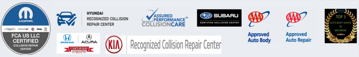 Certifications Repair & Collision Center For Jeep, Dodge, Chrysler, Hyundai, Honda, Acura, Subaru, Assured Performance Collision Care, AAA auto body, AAA Auto Repair, Kia Collision & Auto Repair, Top 3 Body Shops, Honda & Acura, In Baltimore Maryland